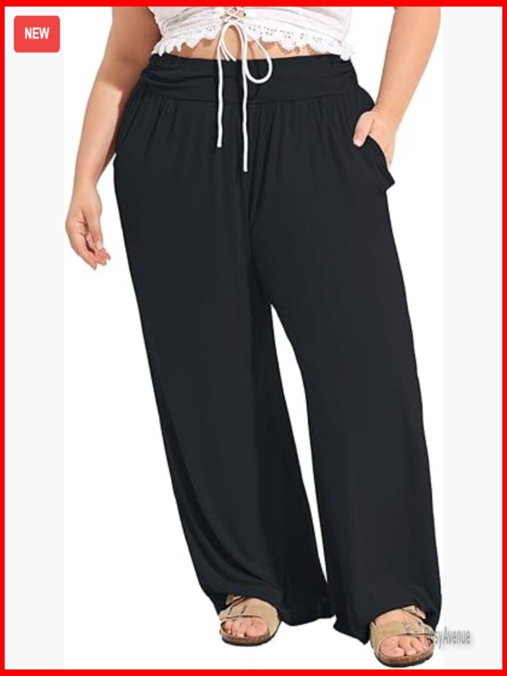 Plus Size Wide Leg Palazzo Pants Elastic Waist Loose Lounge Yoga Pants